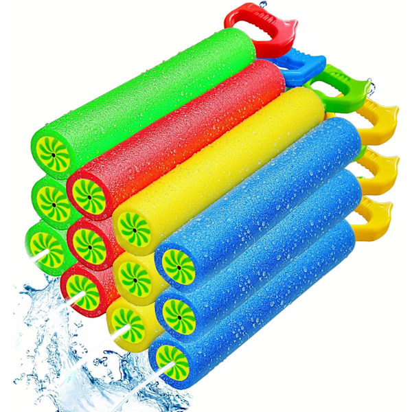 12-pack 38 cm Vattenpistoler för Utomhuslek, Högkapacitets Vattengevär för Pool, Strand, Sommarlekar, Leksaker för Barn, 6+ år, Mul
