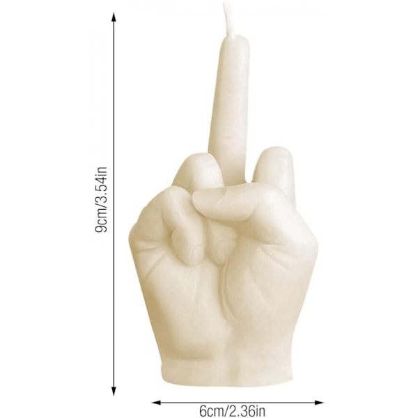 Ljus i form av långfinger, handformade novelty-ljus för tonårsrumsdekoration, skrivbordsstatyer (vit)