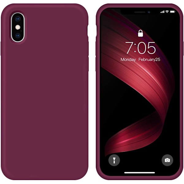 Skal för iPhone X, flytande silikon gel gummi telefonskal, iPhone X 5.8 tum stötsäkert helkroppsskydd smalt mjukt mikrofiberfoder Pro