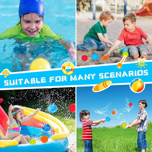 24PK Hurtigtfyldende vandballoner - Genanvendelige splash-bomber til pool- og baggårds sjov, udendørs vandkampspil, sommerfestartikler, A