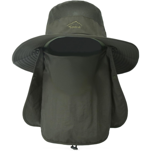 Solhatte til mænd og kvinder fiskehat UPF 50+ åndbar bredskygget sommer UV-beskyttelseshat Army Green