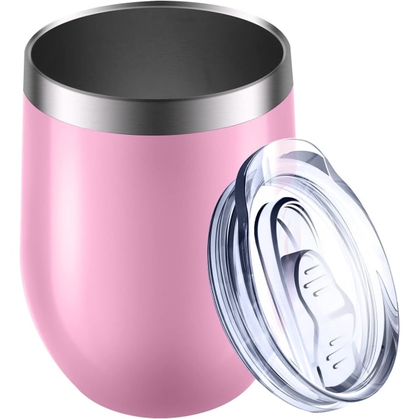 Kaffekopp, isolerad resemugg Vakuum rostfritt stål med spillsäkert lock 12oz/340ml (rosa)