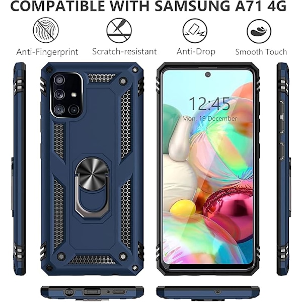 Samsung Galaxy A71 mobilskal, militärklassat stöttåligt skydd, klarar 4,5 meters falltest, skyddande skal med magnetiskt stöd