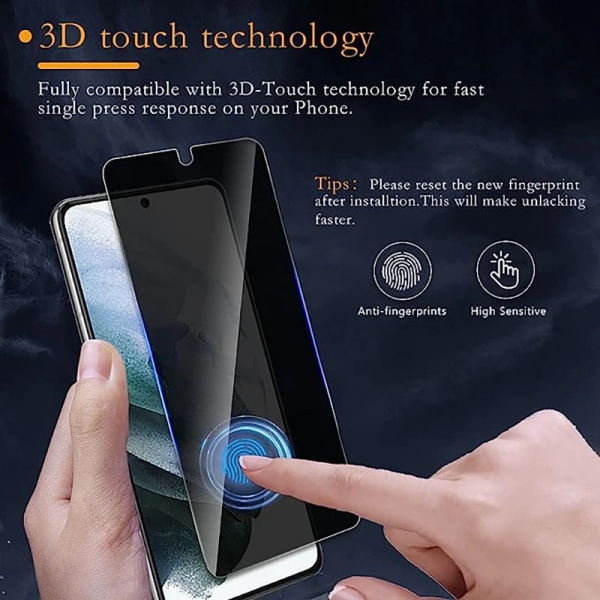 Sekretess Härdat glas Samsung Galaxy S22 Plus Skärmskydd Anti Spy Fingeravtrycksupplåsning