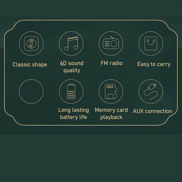 Bluetooth 5.0-högtalare i vinylskivspelarstil, gammaldags klassisk stil, hög volym, trådlös Bluetooth-högtalare Green