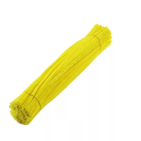 100 stk Rørrensere Fleksible Bøyelige Ren Farge Polyester Chenille Stilker DIY Barnehage Tidlig Utdanning Håndlagde Leker Yellow