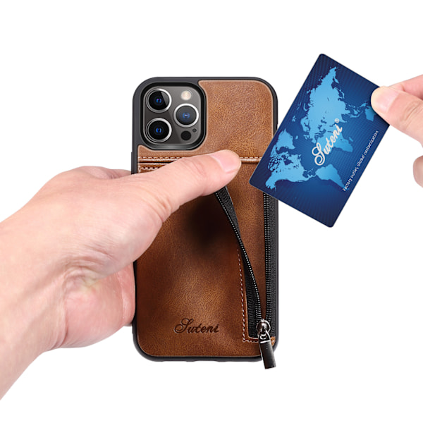 Plånboksfodral för iPhone 12/12 Pro, Slim PU Läder Baksida Skyddande Fodral Kortfack