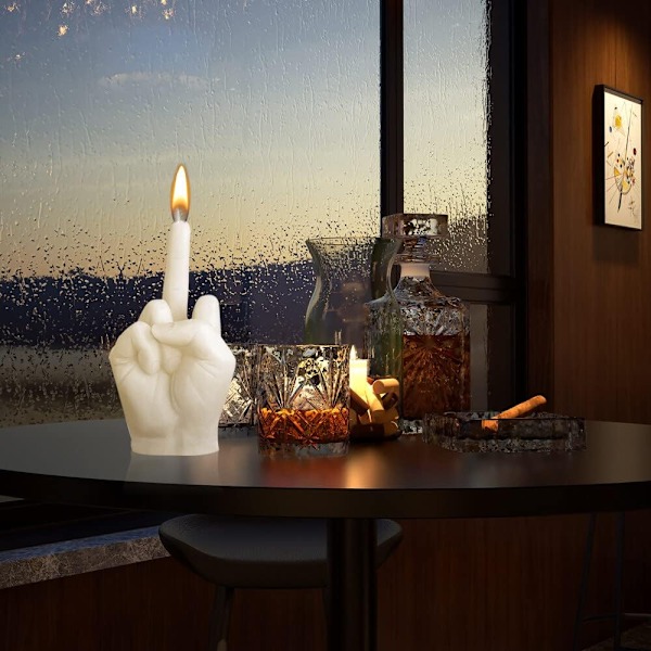 Ljus i form av långfinger, handformade novelty-ljus för tonårsrumsdekoration, skrivbordsstatyer (vit)