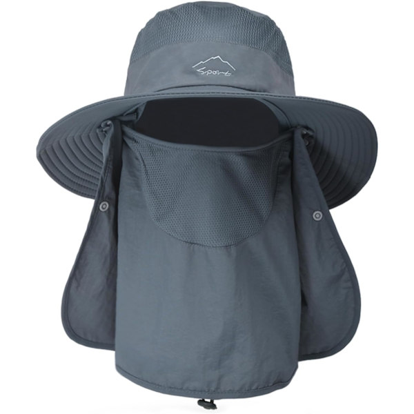 Solhattar för män och kvinnor Fiskehatt UPF 50+ Andningsbar bred brätte Sommar UV-skyddande hatt Dark Grey
