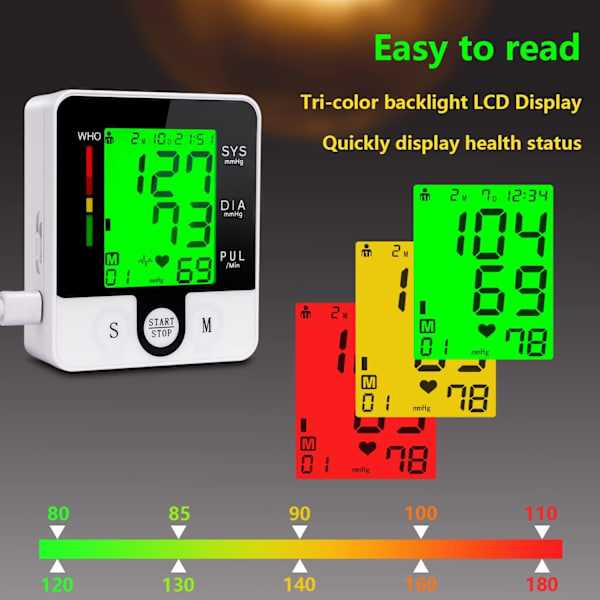 Håndledsblodtryksmonitor, Talende digital automatisk blodtryksapparat, Genopladelig blodtryksmanchet til hjemmebrug, Justerbar Bp-manchet, La Rechargeable