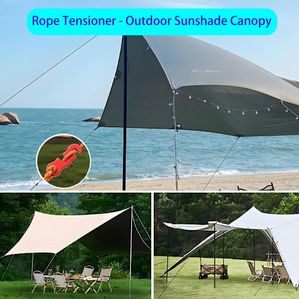 27 stk. bardunstrammere i aluminiumslegering - Paracord rebstrammere til camping og udendørs brug Red