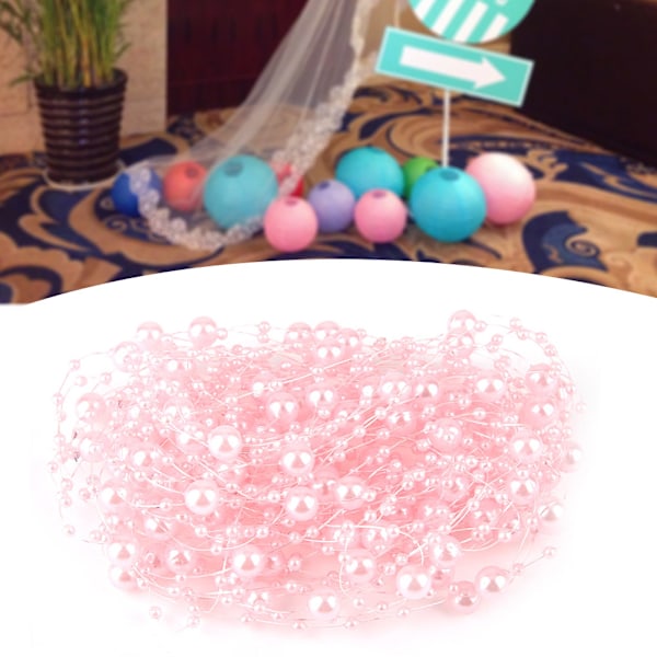 10M Fiskegarn Kunstige Perler Perler Kjede DIY Bryllupsfest Dekorasjon Pink