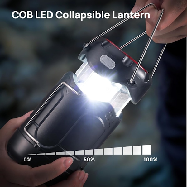 2 kpl kokoontaitettavia LED-retkilyhtyjä - USB - C Ladattava ja paristo - Virtalähteinen 2 - in - 1 taskulampulla ja magneettijalustalla Em:lle Black