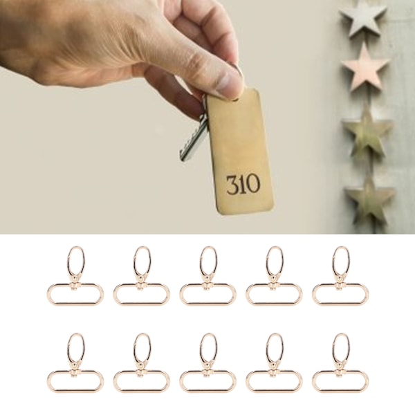 10 st nyckelringskrokar 360° rotation fint utförande roterande krok klämma nyckelring klämma Light Gold