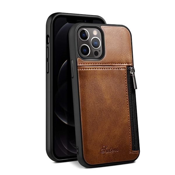 Plånboksfodral för iPhone 12/12 Pro, Slim PU Läder Baksida Skyddande Fodral Kortfack