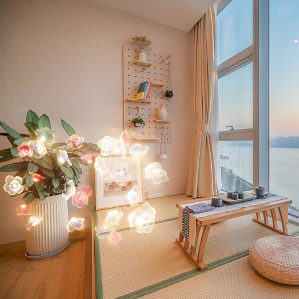 3 kpl Sakura-naruvalosarja, hyvä koristeellinen matalajännitteinen paristokäyttöinen LED-kukkavalosarja kotiin, hotelliin, ravintolaan, juhliin Blue