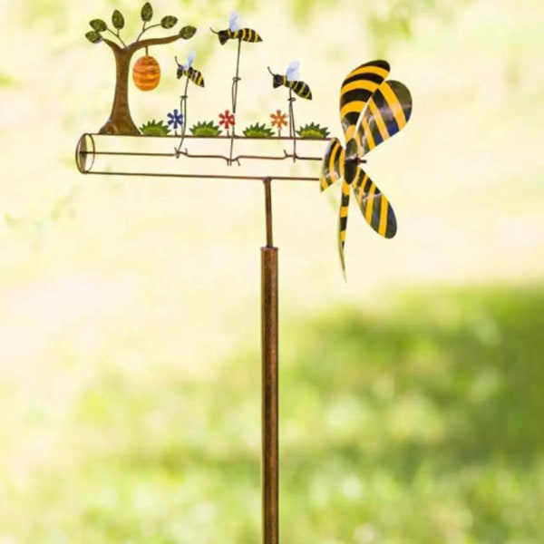 Tre små bin väderkvarn Härlig dekorativ metallbin väderkvarn för innergårdsträdgård utomhus