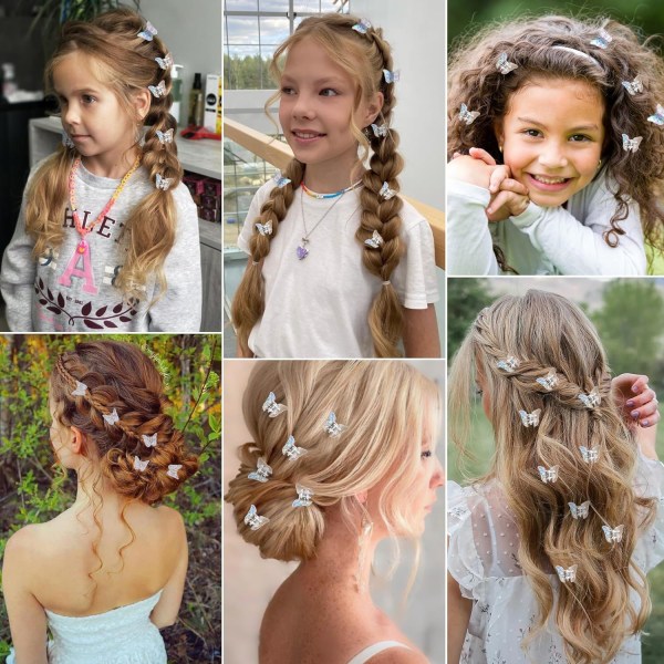 50 stk. Mini Butterfly Hårklemme Clips Mini Søde Clips Hår Tilbehør til 90'er Piger og Kvinder Transparent Plastik Hårklemmer Klemmer Hår mini transparent-50
