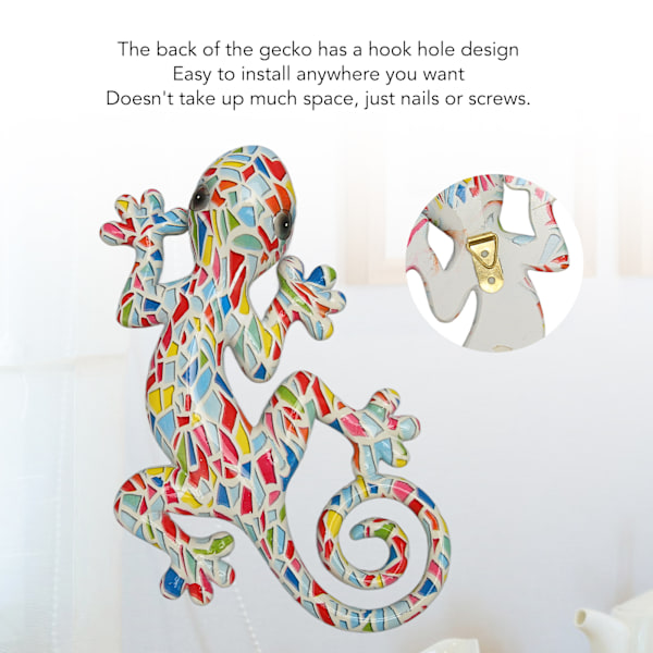 Gecko Vægkunst Dekoration Lykke Visdom Håndmalet Farvefast 3D Firben Kunst Væg Skulptur til Køleskab Hegn Verandaer