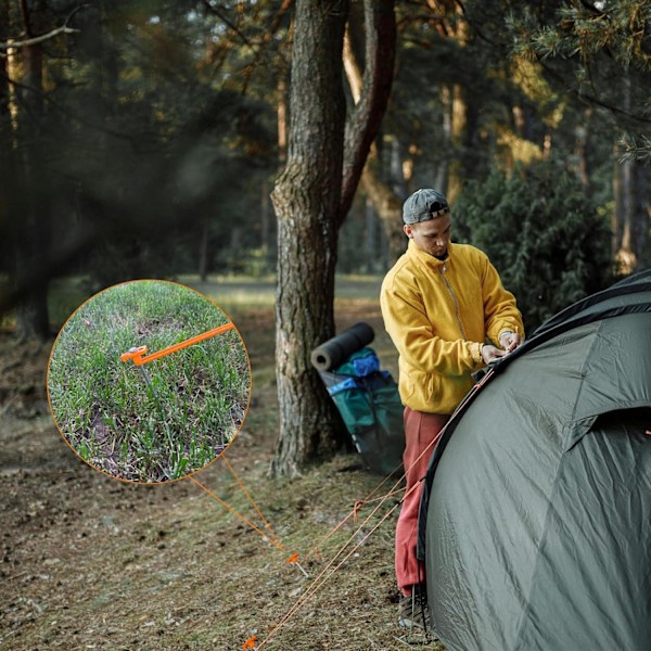 20 st Kraftiga Galvaniserade Tältpinnar i Metall - Rostfria Markankare för Camping & Utomhusbruk Organge