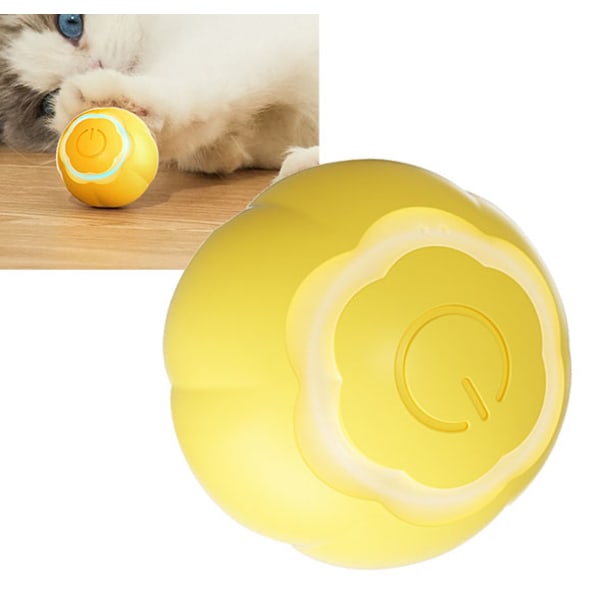 Smart Cat Toy Ball Interaktiv Bitebestandig Avlast kjedsomhet Automatisk bevegelig rullende ball for kattungegress Yellow