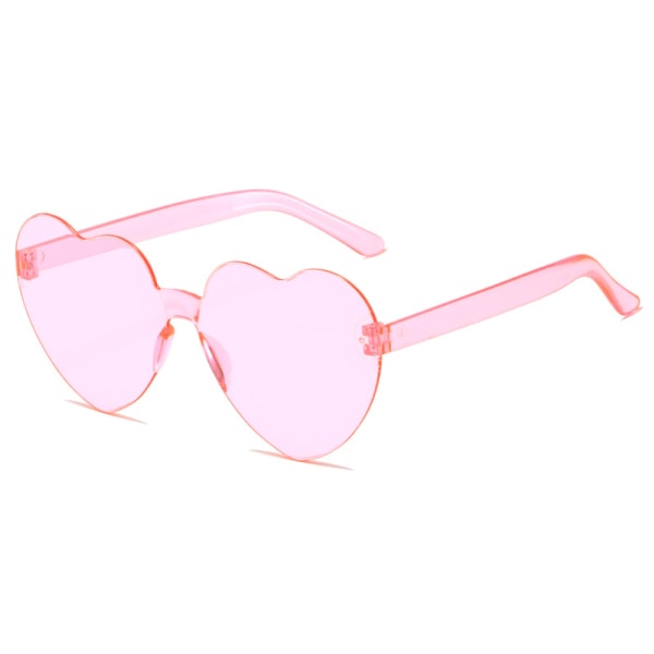 Hjärtformade båglösa solglasögon Candy Color Tonade glasögon Bachelorette Party Favors Photo Booth Rekvisita（rosa）