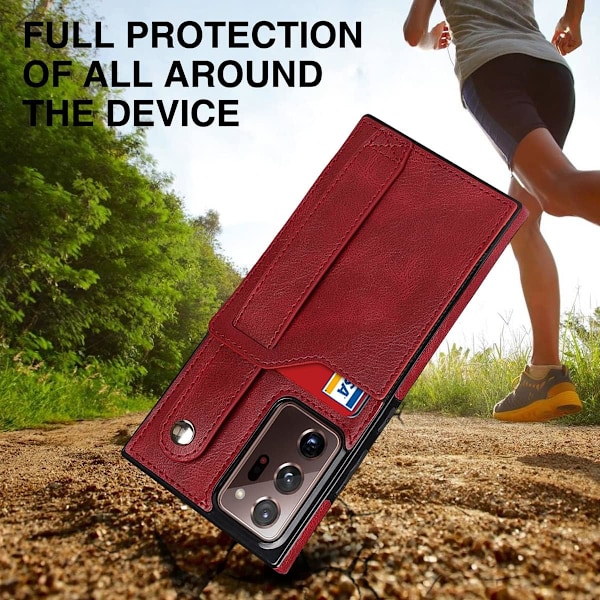 Designat för Samsung Galaxy Note 20 5G Plånboksfodral med Justerbar Handledsrem Ställ PU Läder Kreditkortshållare Stöttåligt