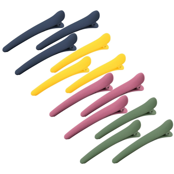 12 st hårklämmor för styling sektionering, 3,1 tum matta alligator hårklämmor hårspännen ingen veck anka näbb hårklämma Yellow,Blue,Purple,Green