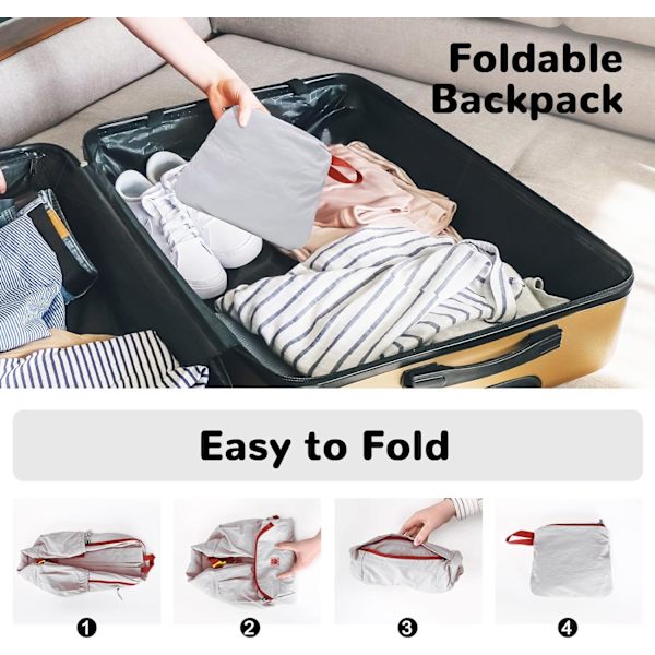 Foldbar, pakkebar vandrerygsæk - Våd - Tør adskillelseslomme, Multi - Formål Gym & Udendørs Daypack til mænd og kvinder Ideel til Adv White 29*16*45