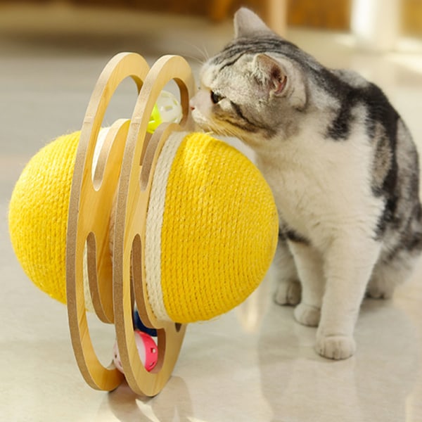 Kattklösleksak Innovativ Planet Skivspelare Slipning Klor Repmotstånd Dubbelsidig Sisal Kattunge Repboll 19cm7.5in