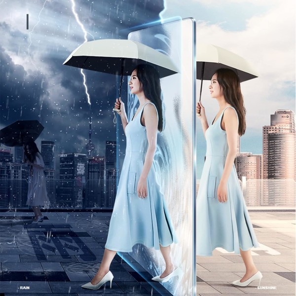 Miniparaply for håndveske, bærbar og kompakt, perfekt for regn og sol med UV-beskyttelse Azure