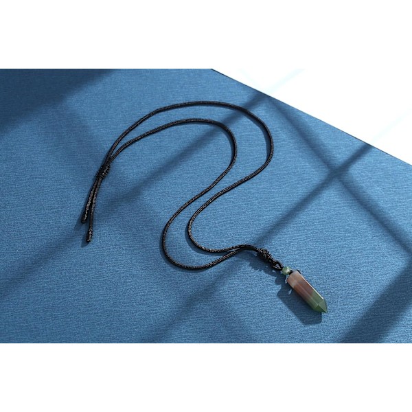Krystal Halskæde til Mænd Kvinder Justerbar Reb Hexagonal Punkt Healing Krystal Naturlig Sten Vedhæng Halskæder Ædelsten Smykker Multi Indian Agate
