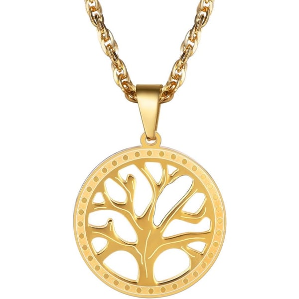 Livets tre-halskjede, Nature Spiritual Necklace, Family Tree Necklace, Herresmykker for kvinner, Kom med gaveeske gold