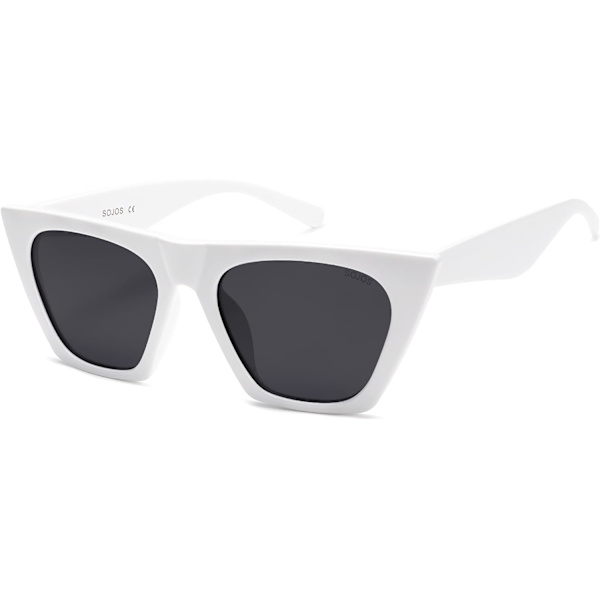 Overdimensjonerte firkantede Cateye-solbriller med polarisering for kvinner og menn Raw White Grey