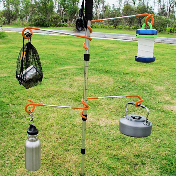 Udendørs Camping Brug S Spiral Form Metal To-vejs Telt Lys Krog Lampe Kroge