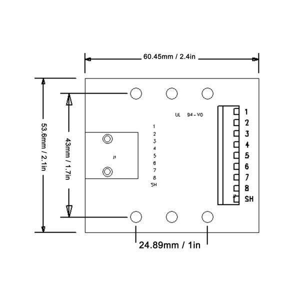 RJ45 Ethernet-kontaktutbruddskort 8P8C nettverksport skrueklemmebrett med brakett for datamaskiner rutere svitsjer