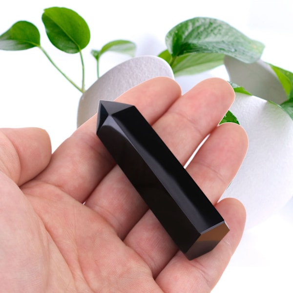 1 stk. Naturlig sort obsidian krystal sten spids helbredende hexagonal stav søjle