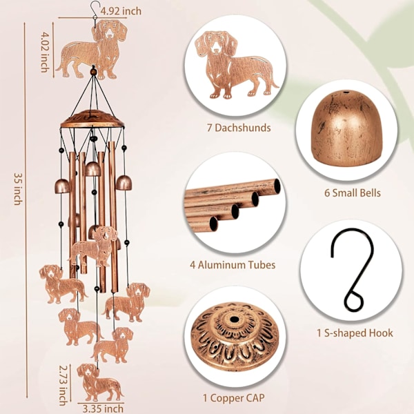Kuvindklokker for Uteområder, Metallvindklokker Utendørs, Kugaver til Kvinner/Menn, Minnegaver/Bursdagsgaver, Hagedekorasjon for Uteområder Dachshund