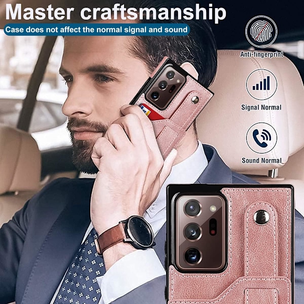 Designad för Samsung Galaxy Note 20 Ultra/Note20 Plus 5G Plånboksfodral med Justerbar Handledsrem Ställ PU Läder Kreditkortsfack