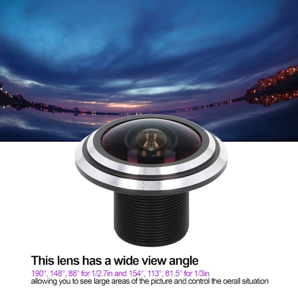 5MP Fisheye-objektiv Högupplöst 1,8 mm Brännvidd Fast Bländare Aluminiumlegering för CCTV-kamera