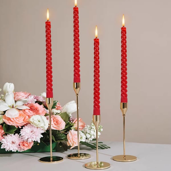 Silver Spiral Taper Candles Dinner Hushåll Doftljus för Semester Födelsedagsfest Bröllop 4 Pack