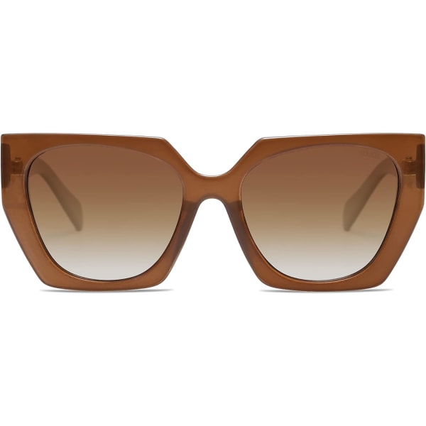 Suuret trendikkäät polarisoidut aurinkolasit naisille Ylisuuret Cateye-aurinkolasit Lentes De Sol Para Mujer SJ2205 Caramel Brown Brown