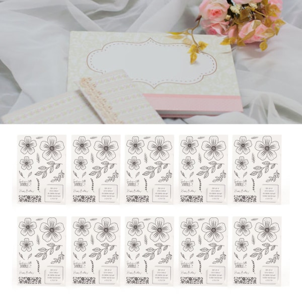 10 stk gjennomsiktige stempler med blomster- og bladmønster, gjenbrukbare TPR DIY dekorative stempler for kortlaging og scrapbooking