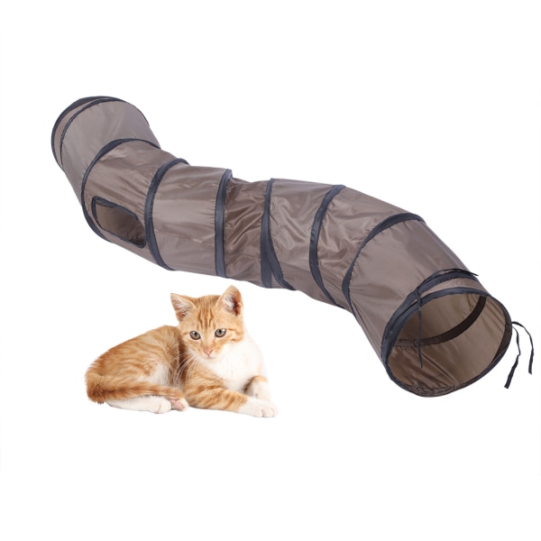 Pet Cat Toy S form kurvetunnel med hull for lek Trening Trygg struktur Brun