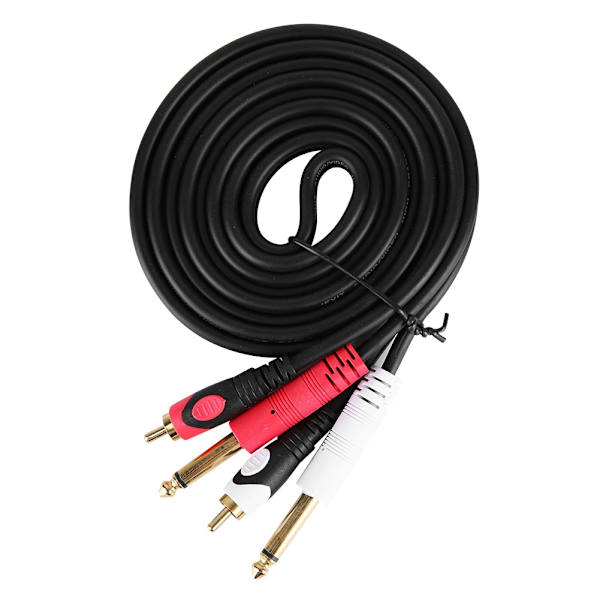 2RCA til dobbel 6,35 grensesnitt lydgitarlinje dobbel hannkontaktkabel