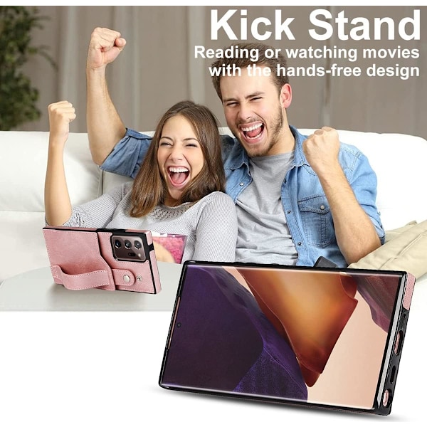 Designad för Samsung Galaxy Note 20 Ultra/Note20 Plus 5G Plånboksfodral med Justerbar Handledsrem Ställ PU Läder Kreditkortsfack