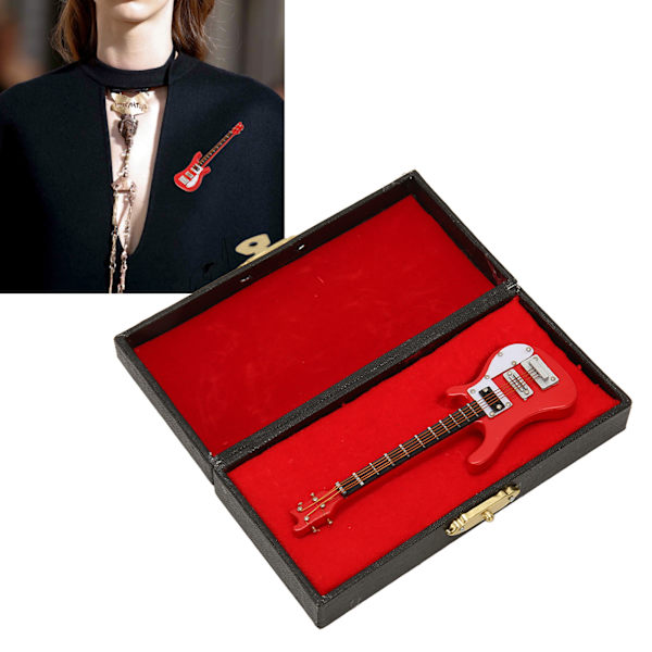 Sähköbasso Brossi Käsityö Miniatyyri Basso Malli Punainen Pyöristetty Kulma Musiikki-Instrumentti Brossi Musiikin Ystäville