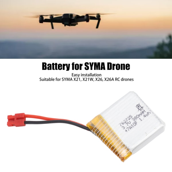 3,7V 380mAh LiPo-batteri Oppladbart RC Quadcopter Drone Lithium Polymer Batteritilbehør for SYMA X21 X21W X26 X26A
