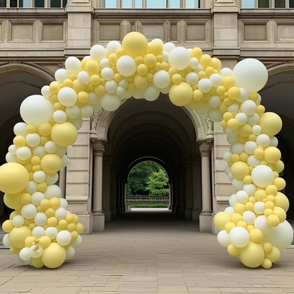 130 stk. Pastelgule balloner i forskellige størrelser 18\" 12\" 10\" 5\" Ballonbue guirlande sæt perfekt til fødselsdagsfest, dimission, babyshower, bryllup,De Pastel Yellow