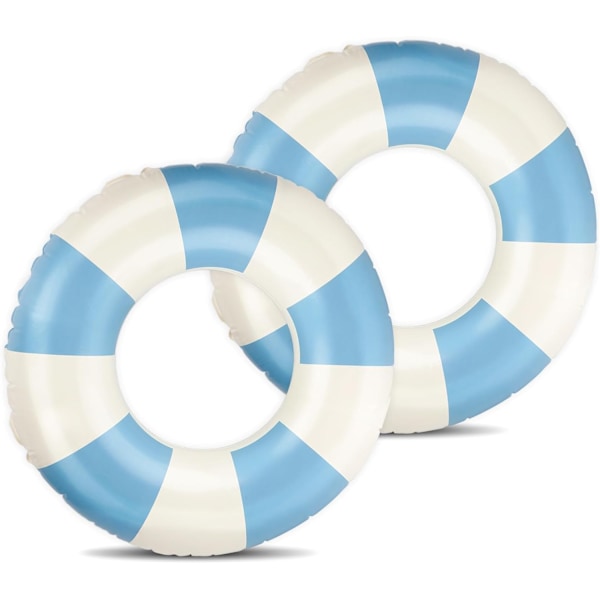 2-pack Pool Floats för Barn - Uppblåsbara Badringar för Pojkar & Flickor, Runda Flytande Ringar för Pool, Strand & Sjö, Sommarvattenleksaker, Bl 2pcs Blue